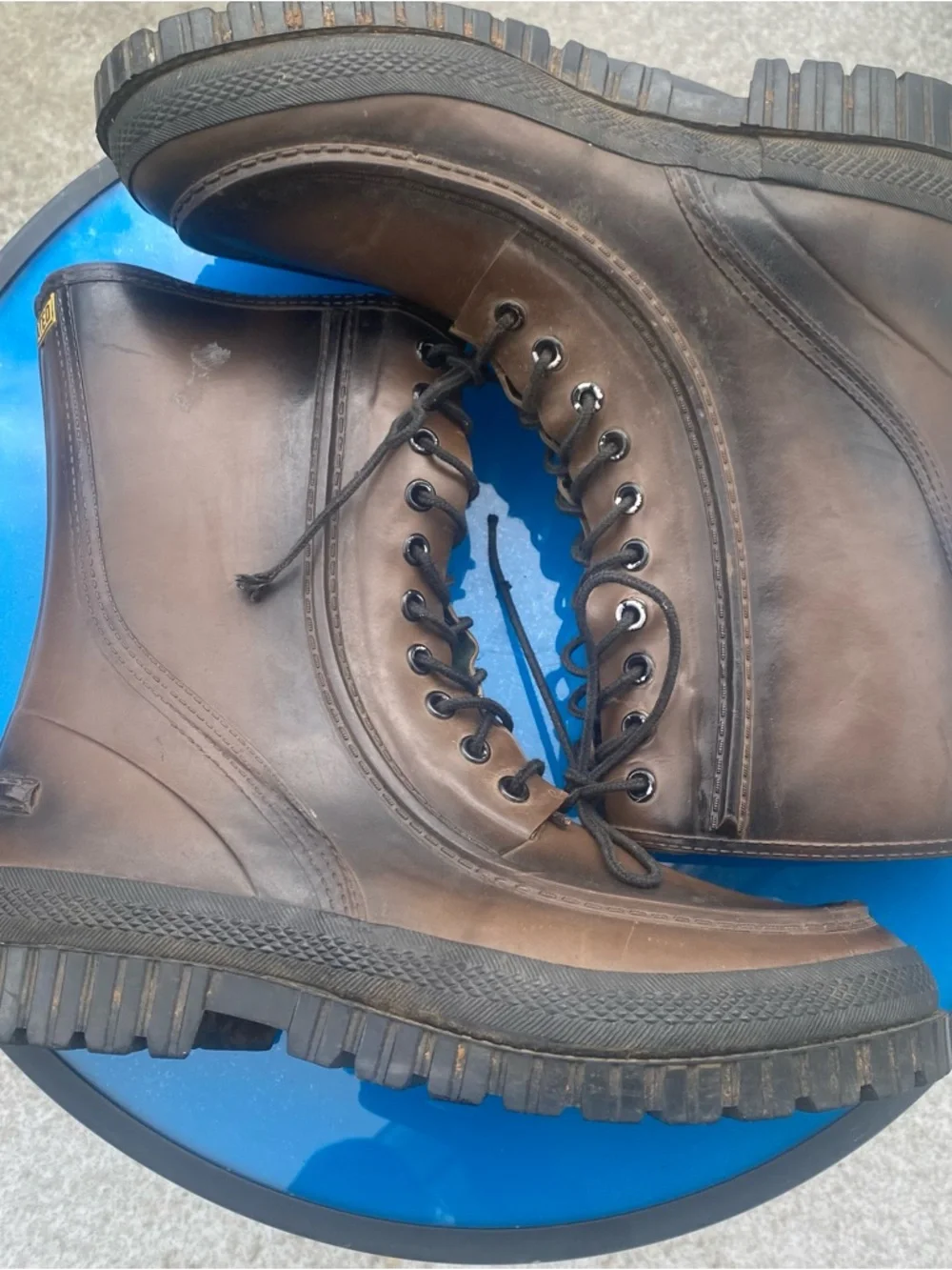 JB Vintage Mountain Man Rubber Work Boots w Steel Shanks Size 10